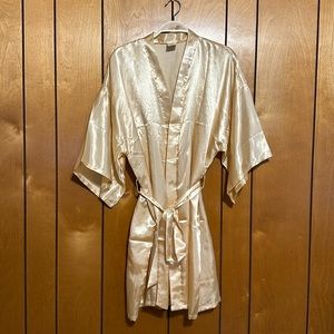 Women's Champagne Bridesmaid Satin Kimono Short Robe Rhinestones Bridal …